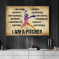 I'm Smart I'm A Pitcher, Motivational Canvas Painting, Inspirational Quotes Wall Art Decor, Poster Gift For Softball Lovers