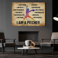 I'm Smart I'm A Pitcher, Motivational Canvas Painting, Inspirational Quotes Wall Art Decor, Poster Gift For Softball Lovers
