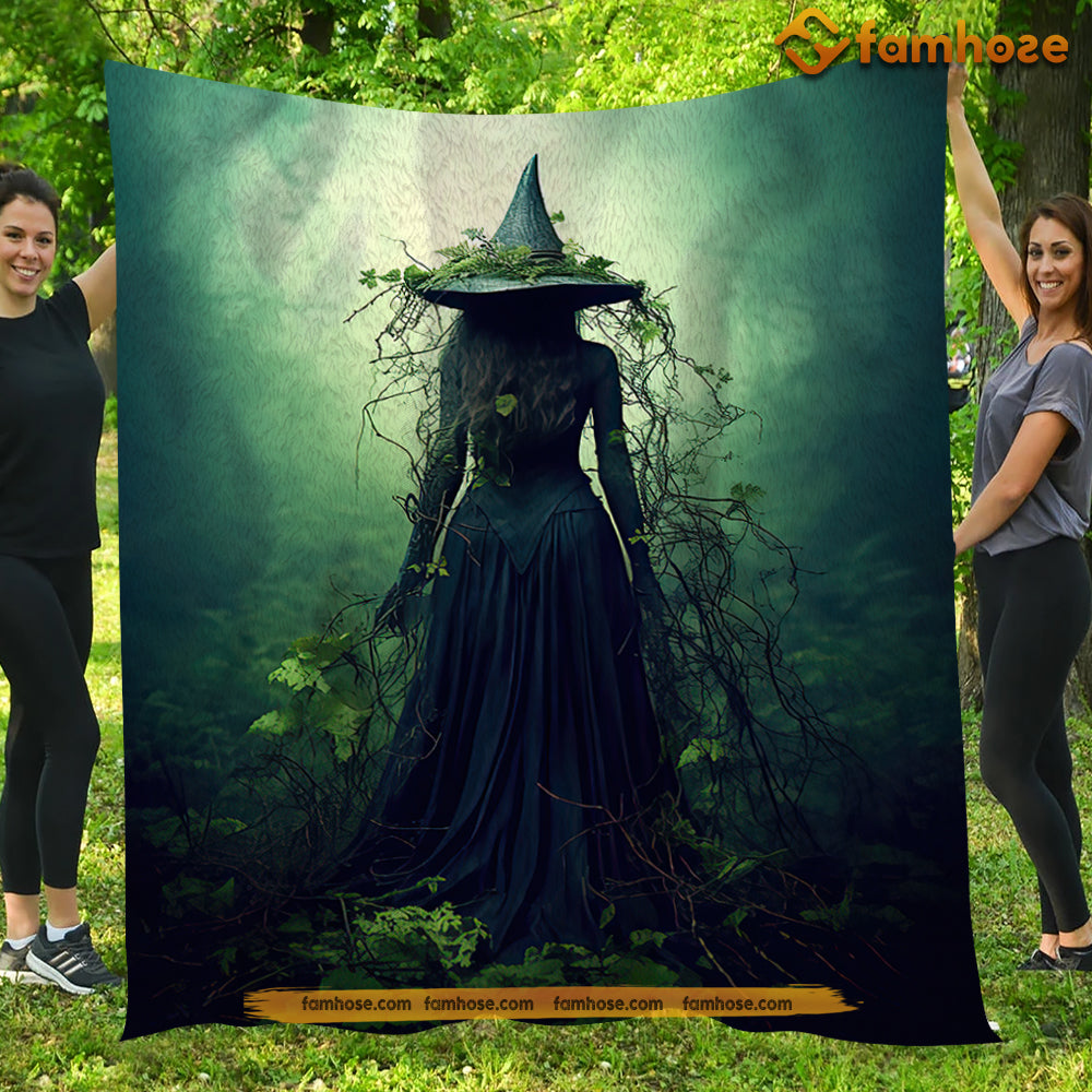 Witch Blanket, Spooky Witch In Dark Forest Fleece Blanket - Sherpa Blanket Gift For Halloween