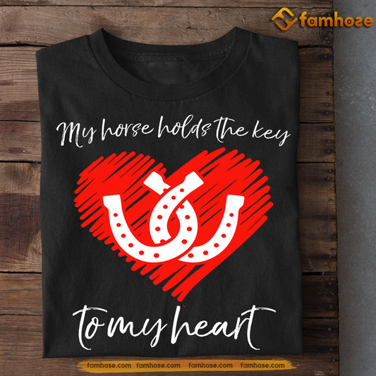 Funny Valentine's Day Horse T-shirt, My Horse Holds The Key, Valentines Gift For Horse Lovers, Horse Riders, Equestrians