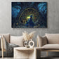 Halloween Witch Reading Books Canvas Painting, Young Witch Reading A Glowing Magic Book Wall Art Decor, Spooky Season Poster Gift For Witch Lovers