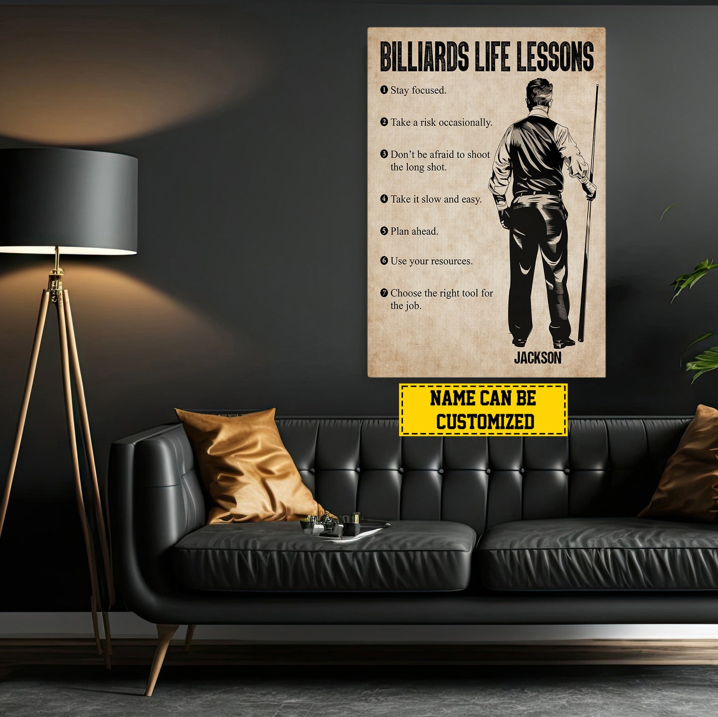 Billiards Life Lessons, Personalized Billiards Boy Canvas Painting, Inspirational Quotes Wall Art Decor, Poster Gift For Billiards Lovers, Billiarder