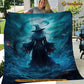 Witch Blanket, Striking Water Witch In The Storm Moonlight Fleece Blanket - Sherpa Blanket Gift For Halloween