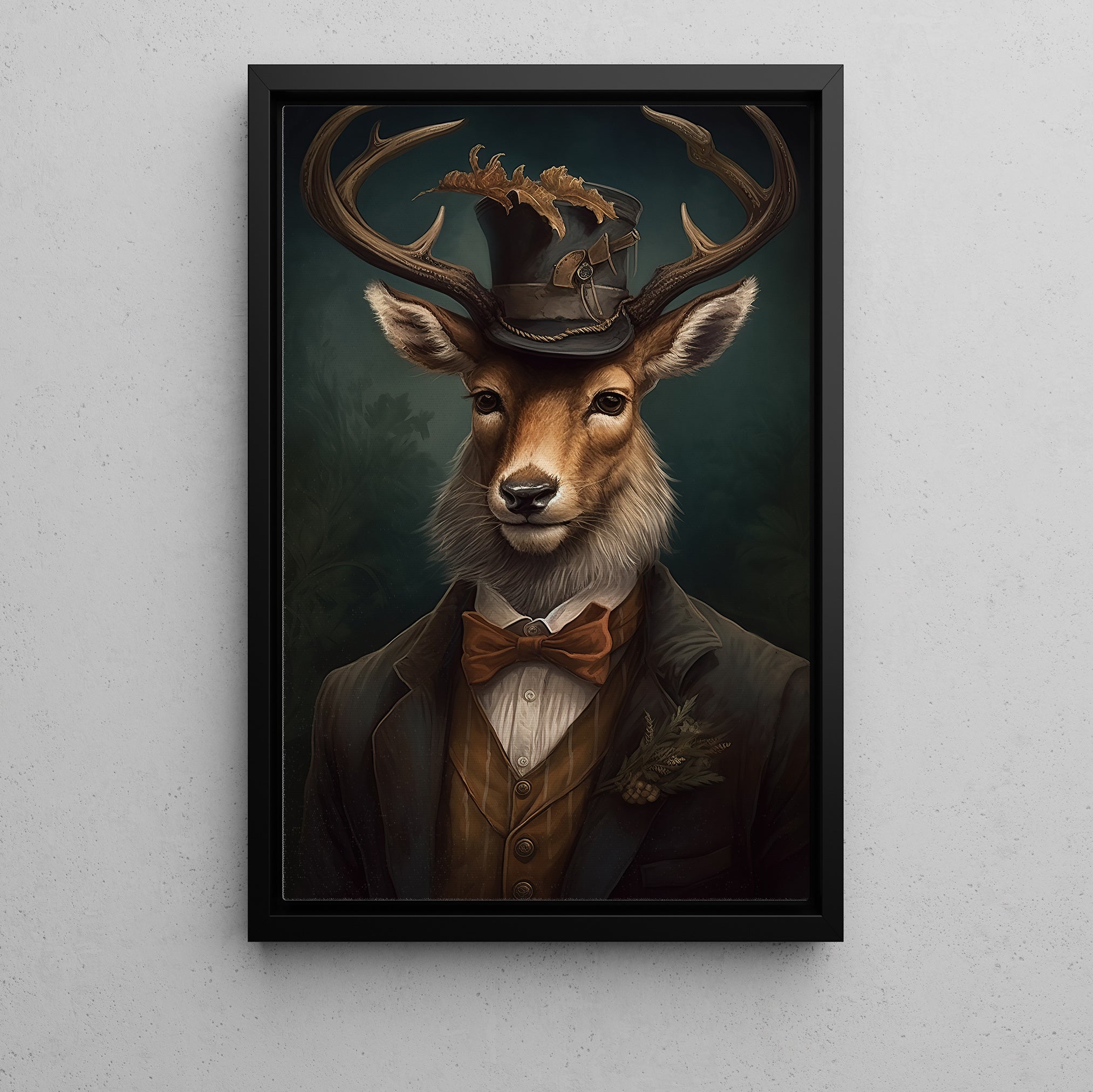 Victorian The Old Man Stag Deer Portrait, Gothic Canvas Painting