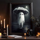 Cute Ghost Kid In Rain Dark Halloween Canvas Painting, Wall Art Decor - Vintage Ghost Poster Halloween Gift