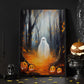 The Ghost In Pumpkin Garden Halloween Canvas Painting, Wall Art Decor - Dark Ghost Halloween Poster Gift