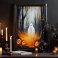 The Ghost In Pumpkin Garden Halloween Canvas Painting, Wall Art Decor - Dark Ghost Halloween Poster Gift