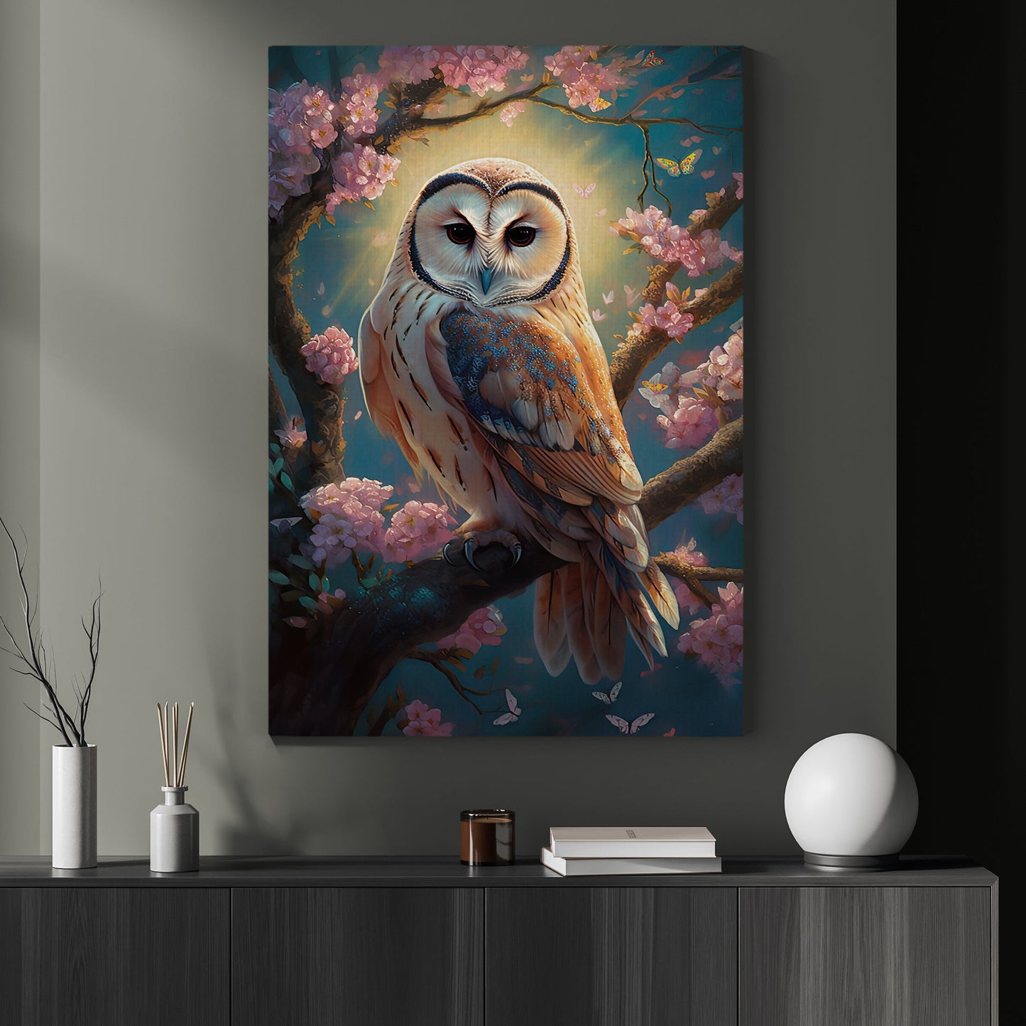 Starry Night In The Forest, Owl Canvas Panting, Wall Art Decor - Owl Poster Gift