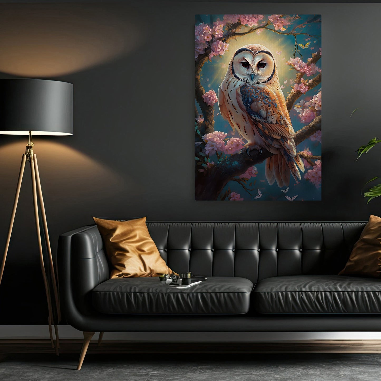 Starry Night In The Forest, Owl Canvas Panting, Wall Art Decor - Owl Poster Gift