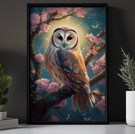 Starry Night In The Forest, Owl Canvas Panting, Wall Art Decor - Owl Poster Gift