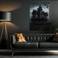 Haunted House Halloween Canvas Painting, Wall Art Decor - Horror Spooky House Halloween Poster Gift