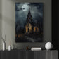 The Spooky House At Night Halloween Canvas Painting, Wall Art Decor - Horror Haunting House Halloween Poster Gift