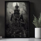 The Witchy House Dark Surreal Halloween Canvas Painting, Wall Art Decor - Horror Haunting House Halloween Poster Gift