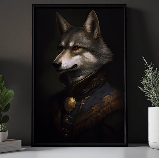 The Wolf Earl Gothic, Victorian Wolf Canvas Painting, Victorian Animal Wall Art Decor - Portrait Victorian Wolf Poster Gift