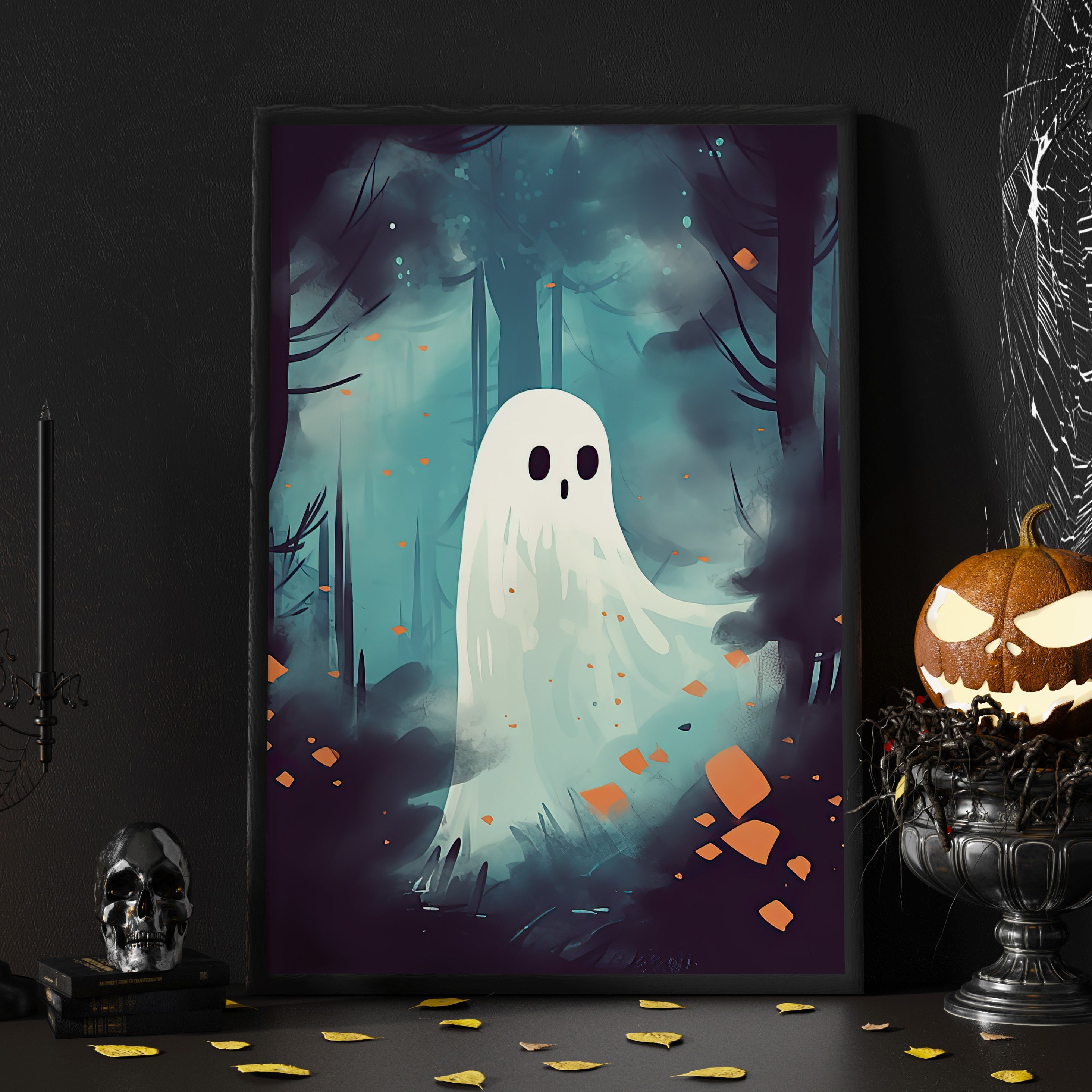 Halloween Ghosts - Cute Halloween - OOAK Canvas Painting - Original Art - Pop Surrealism - Lowbrow - store Cute Monsters - Kawaii - Spooky Cute