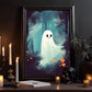 Cute Ghost Vintage Halloween Canvas Painting, Wall Art Decor - Dark Surreal Ghost Halloween Poster Gift