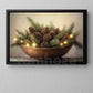 Rustic Christmas Pinecone Canvas Painting, Pine Cones In Bowl Wall Art Decor, Xmas Poster Gift For Pinecone Lovers