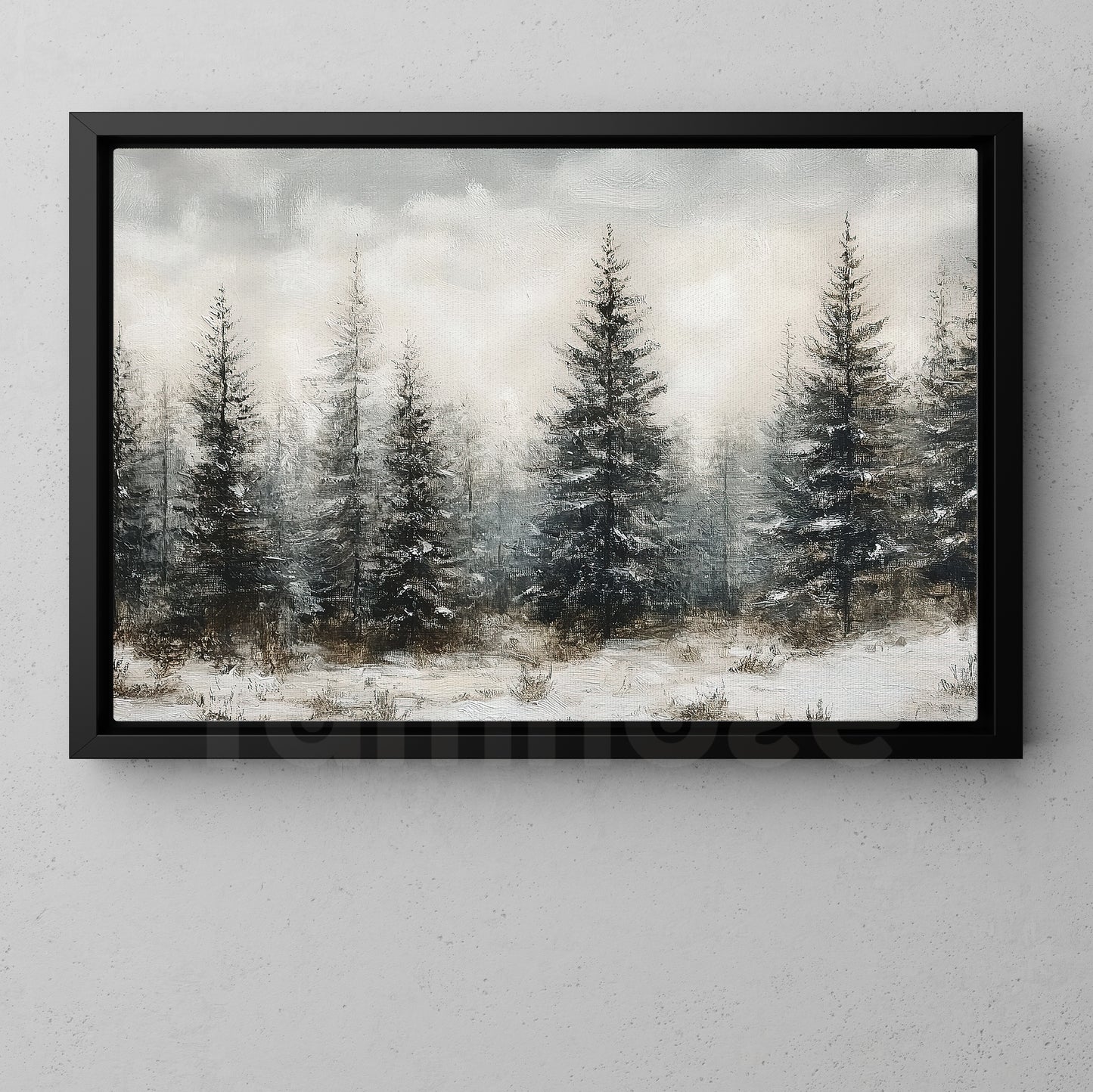 Christmas Canvas Painting, Pine Trees In The Snow Winter Wall Art Decor, Xmas Poster Gift