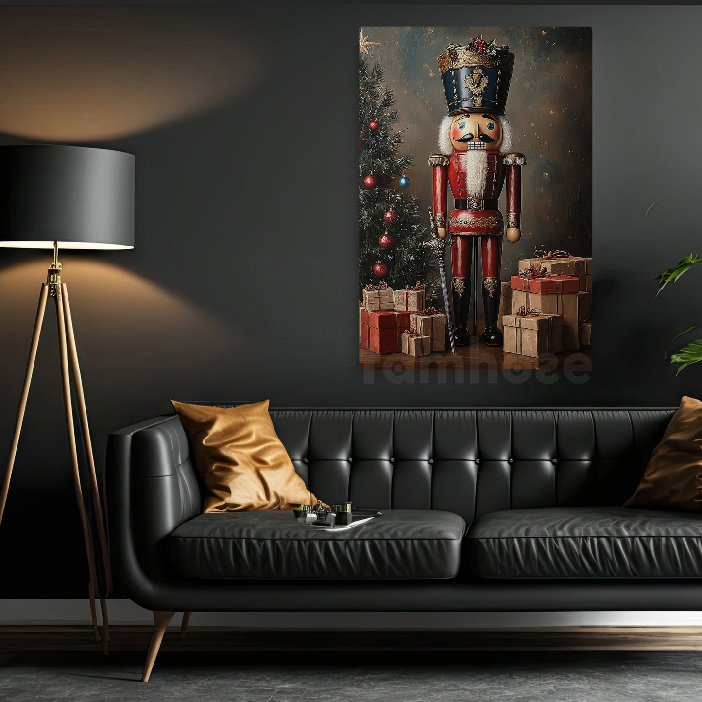 Vintage Christmas Nutcracker Canvas Painting, Guardian of Christmas Winter Wall Art Decor, Xmas Poster Gift For Nutcracker Lovers