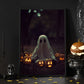 Baby Ghost Twilight Halloween Canvas Painting, Wall Art Decor - Dark Ghost Pumpkin Halloween Poster Gift