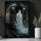 The Sad Ghost In The Train Gothic Halloween Canvas Painting, Wall Art Decor - Vintage Dark Ghost Halloween Poster Gift