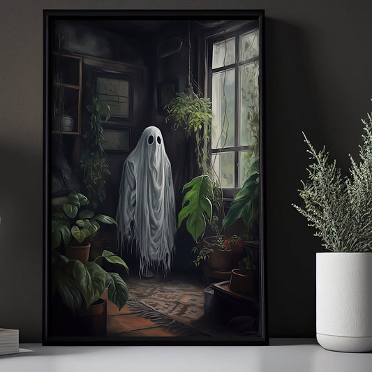 Dark Ghost Stay Beside Window Halloween Canvas Painting, Wall Art Decor - Halloween Poster Gift