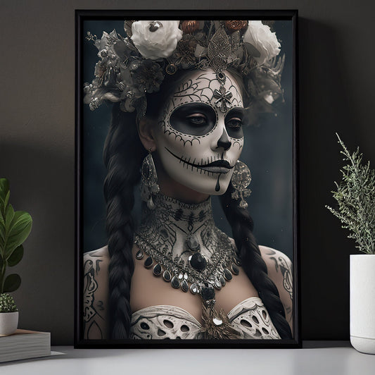 Day Of Death Sugar Skull Mythical, Canvas Painting, Wall Art Decor - Dia de los Muertos Victorian Poster Gift