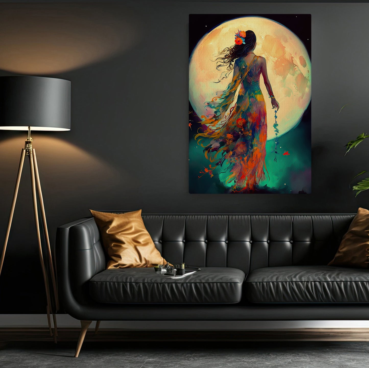 Beautiful Moonlight Fairy Mythical, Fairy Canvas Painting, Wall Art Decor - Victorian Goddess Poster Gift
