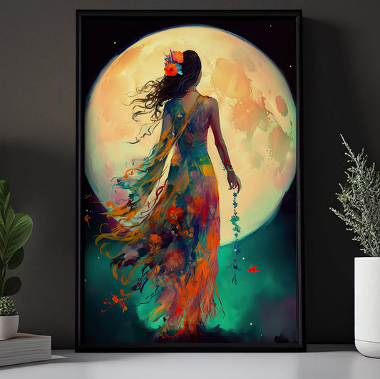 Beautiful Moonlight Fairy Mythical, Fairy Canvas Painting, Wall Art Decor - Victorian Goddess Poster Gift