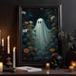 Baby Ghost In Flowers Garden Vintage Halloween Canvas Painting, Wall Art Decor - Dark Surreal Ghost Halloween Poster Gift