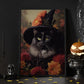 Cottage Black Cat Witch In Flowers Halloween Canvas Painting, Wall Art Decor - Dark Cat Halloween Poster Gift