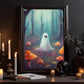 Baby Ghost In Mushroom Forest Vintage Halloween Canvas Painting, Wall Art Decor - Dark Surreal Ghost Halloween Poster Gift