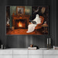 The Ghost In Warming House Relax And Reading Book Vintage Halloween Canvas Painting, Wall Art Decor - Dark Gothic Ghost Halloween Poster Gift