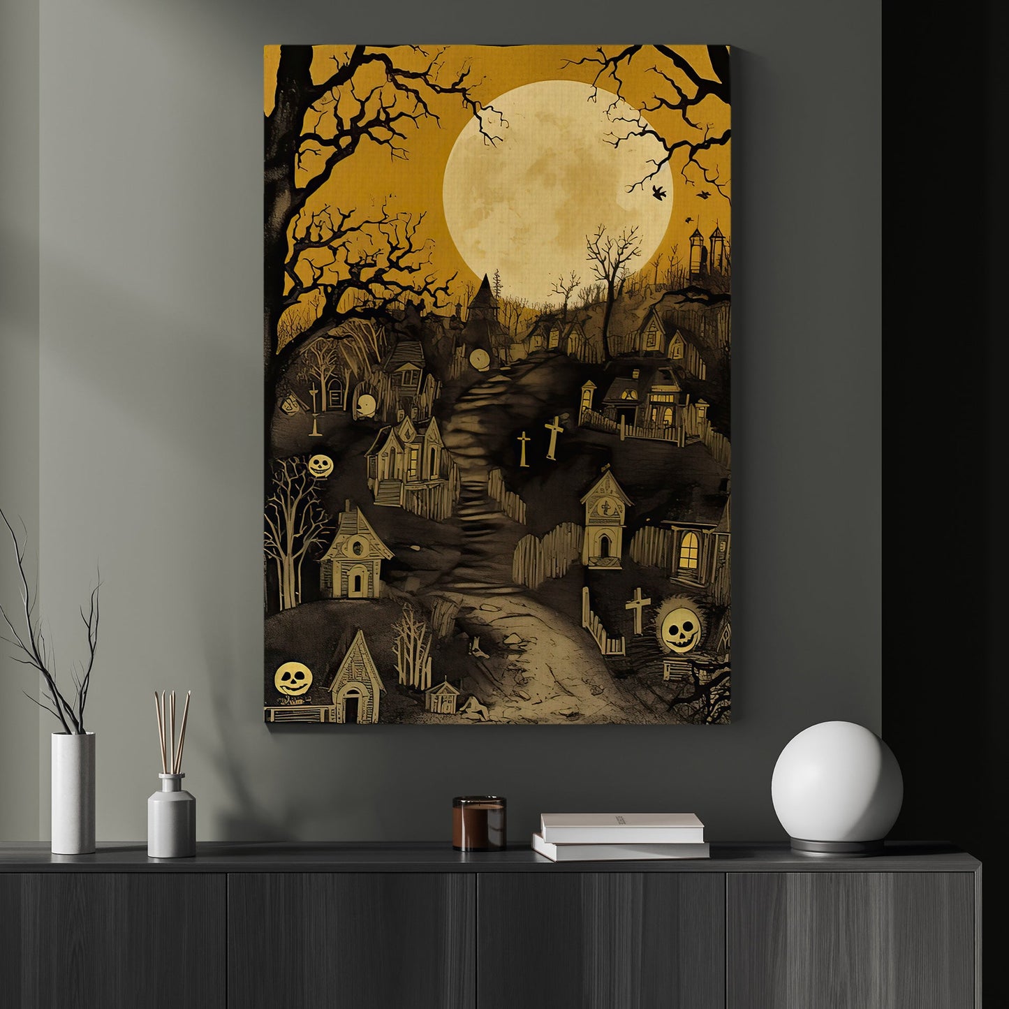 The Witchy House Spooky Halloween Canvas Painting, Wall Art Decor - Halloween Poster Gift