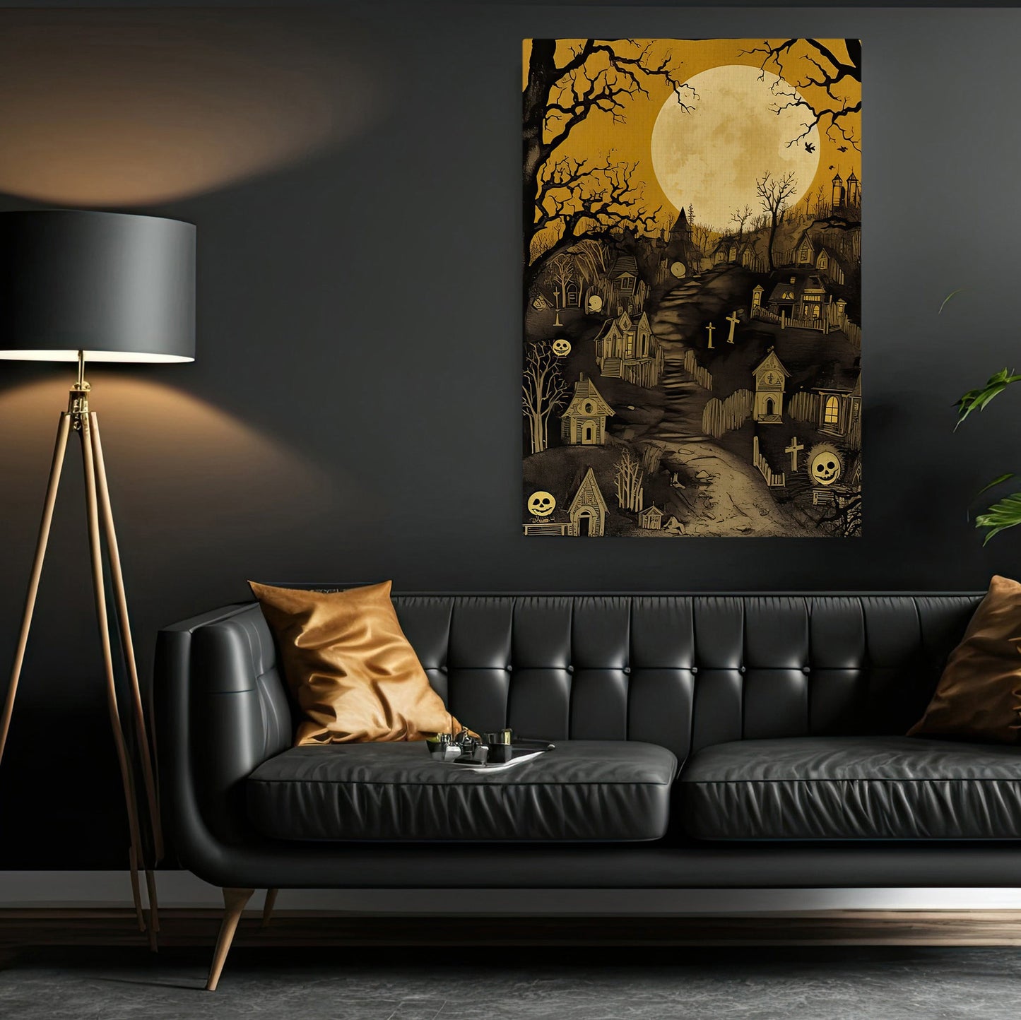 The Witchy House Spooky Halloween Canvas Painting, Wall Art Decor - Halloween Poster Gift