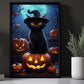 Cute Black Cat Witch Pumpkin Glowing Halloween Halloween Canvas Painting, Wall Art Decor - Black Cat Halloween Poster Gift