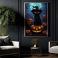 Cute Black Cat Witch Pumpkin Glowing Halloween Halloween Canvas Painting, Wall Art Decor - Black Cat Halloween Poster Gift