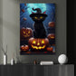 Cute Black Cat Witch Pumpkin Glowing Halloween Halloween Canvas Painting, Wall Art Decor - Black Cat Halloween Poster Gift