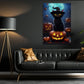 Cute Black Cat Witch Pumpkin Glowing Halloween Halloween Canvas Painting, Wall Art Decor - Black Cat Halloween Poster Gift