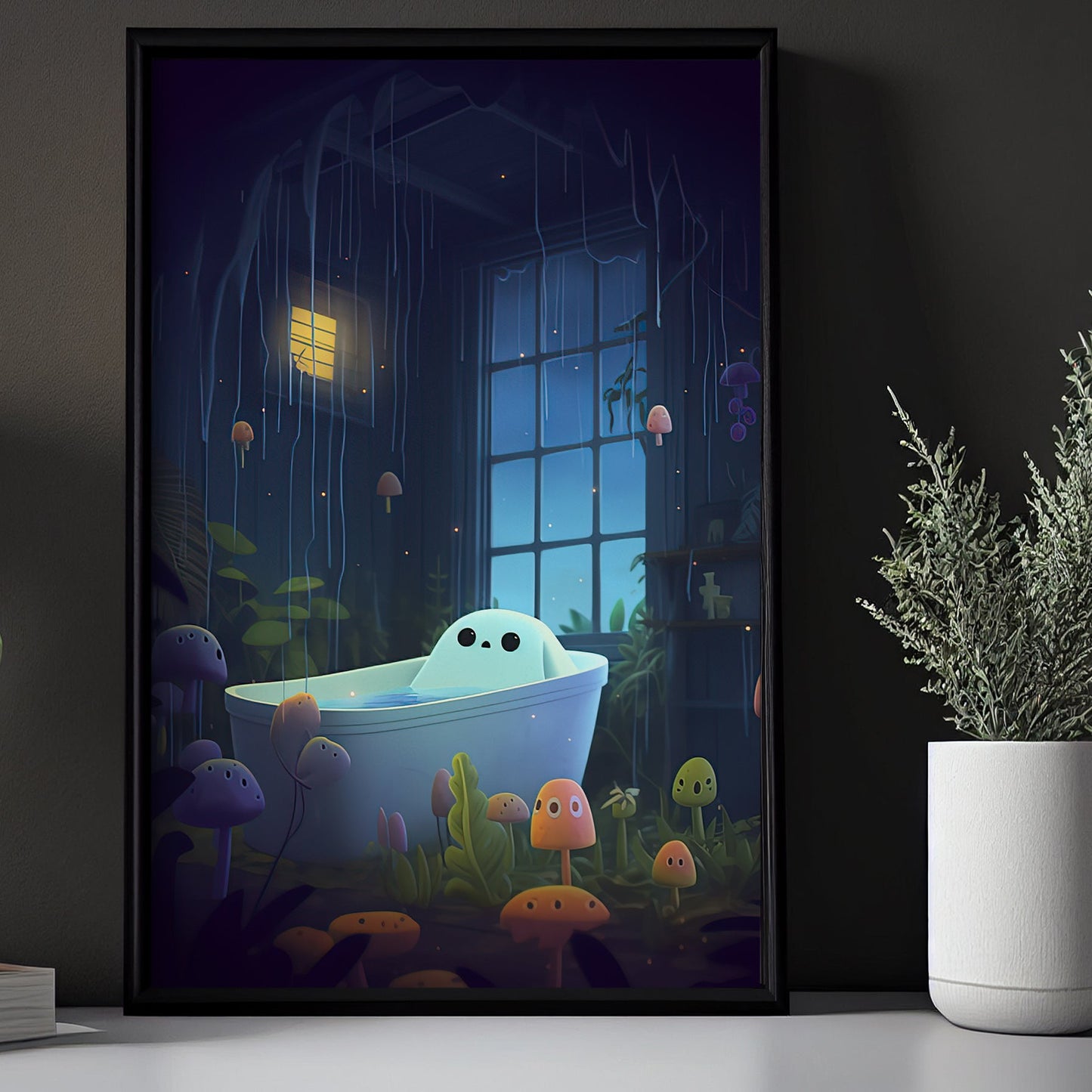 The Spooky Ghost In Bathtub Vintage Halloween Canvas Painting, Wall Art Decor - Halloween Poster Gift