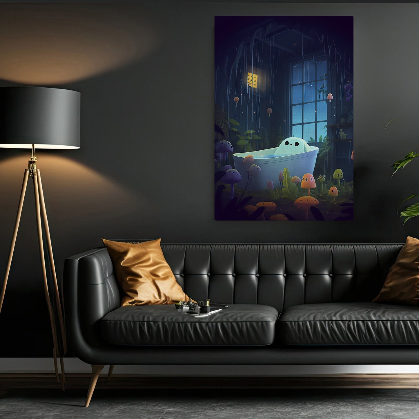 The Spooky Ghost In Bathtub Vintage Halloween Canvas Painting, Wall Art Decor - Halloween Poster Gift