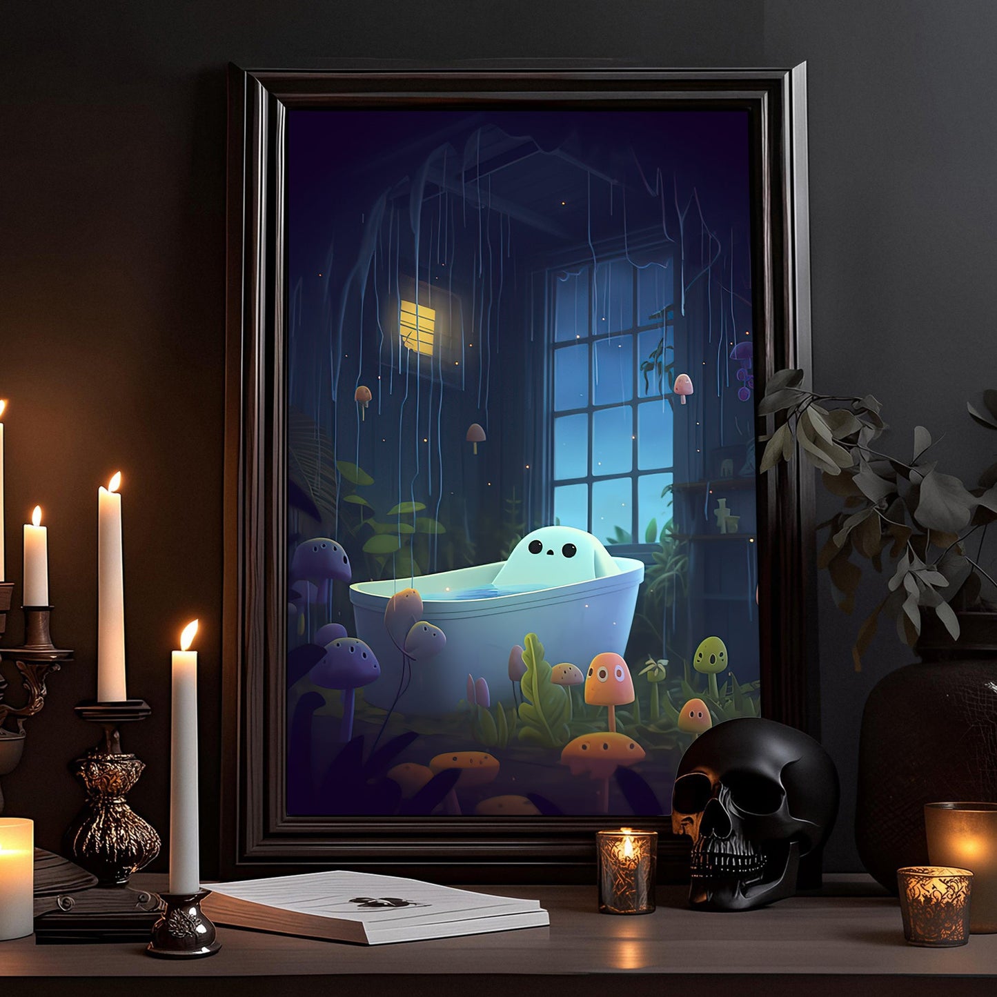 The Spooky Ghost In Bathtub Vintage Halloween Canvas Painting, Wall Art Decor - Halloween Poster Gift