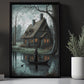 The Witch On Lake Beside Haunting House Vintage Dark Halloween Canvas Painting, Wall Art Decor - Halloween Poster Gift