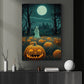 Spooky Ghost Moonlight In Pumpkin Garden Vintage Gothic Halloween Canvas Painting, Wall Art Decor - Halloween Poster Gift