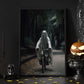 The Spooky Ghost Cycling In Park Vintage Gothic Halloween Canvas Painting, Wall Art Decor - Halloween Poster Gift
