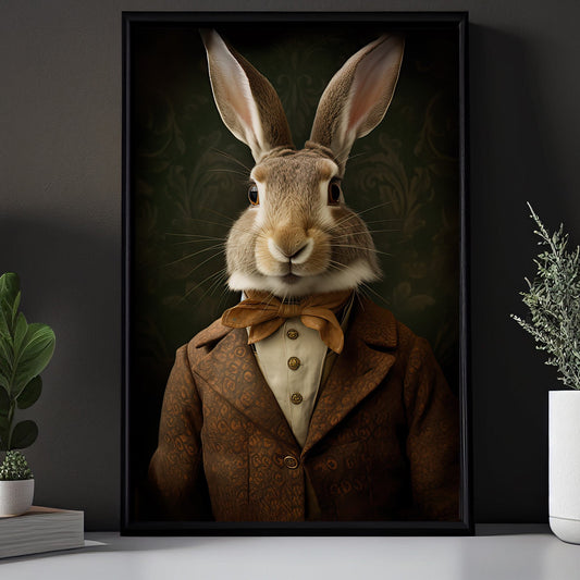 Victorian Rabbit Male In Suit, Rabbit Canvas Painting, Gothic Wall Art Decor - Poster Gift For Rabbit Lovers