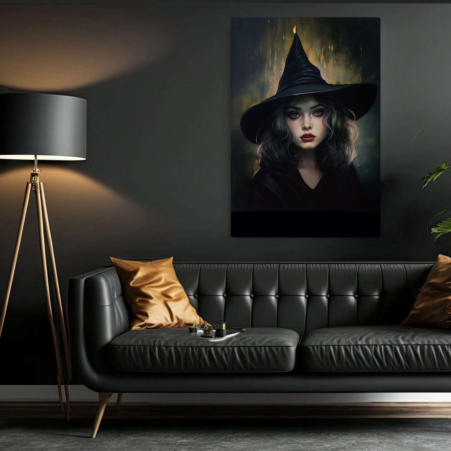 Portrait Dark Witch Vintage Canvas Wall Art - Gothic Witch Halloween Poster Artwork Decoration For Living Room Bed Room