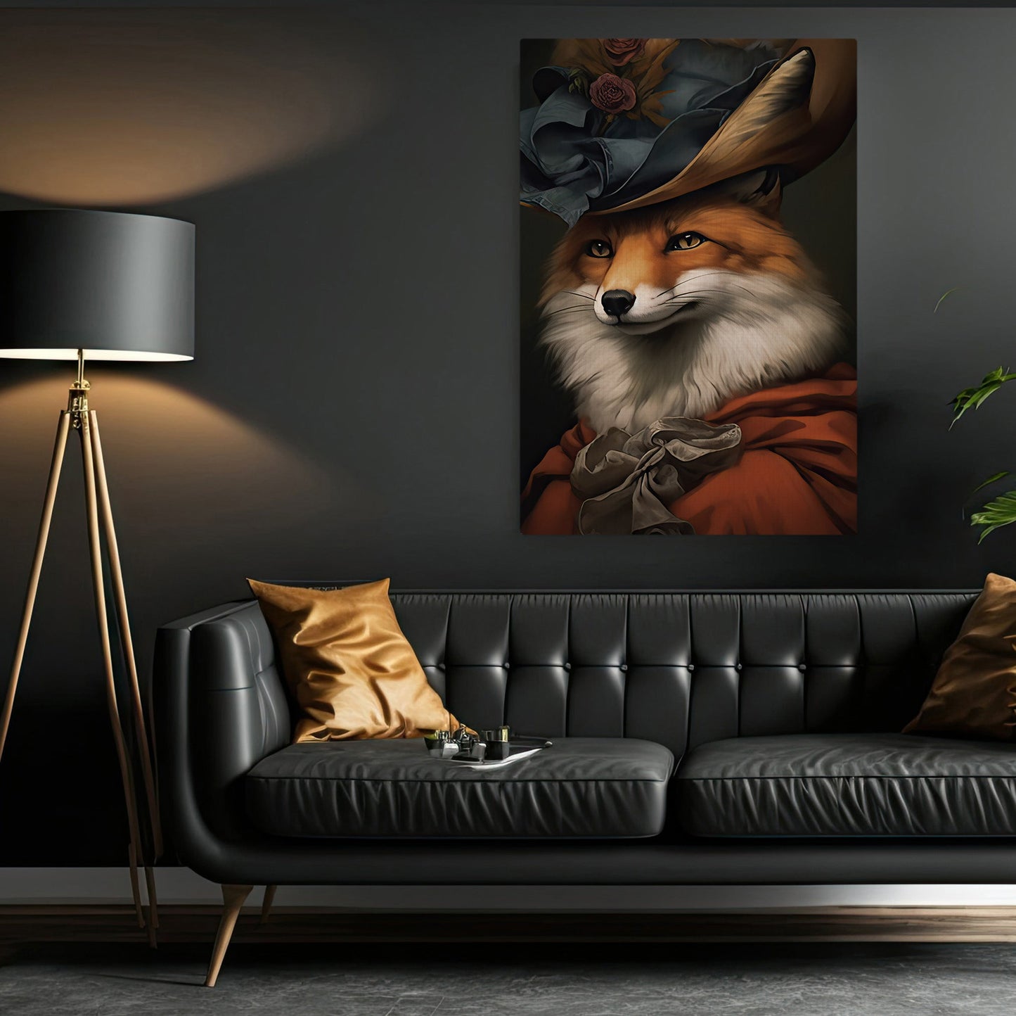 Victorian Fox In Suit, Victorian Animal Canvas Painting, Gothic Wall Art Decor - Fox Poster Gift