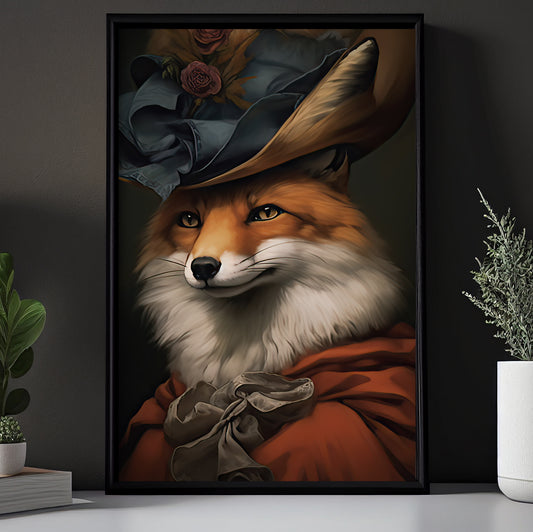 Victorian Fox In Suit, Victorian Animal Canvas Painting, Gothic Wall Art Decor - Fox Poster Gift