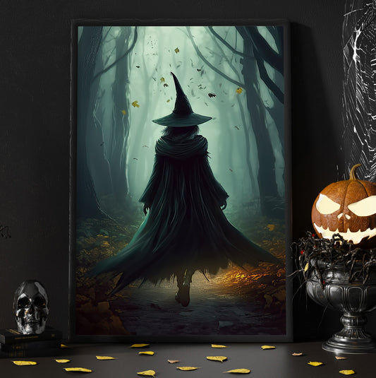 Dark Witch In Dark Palace Canvas Wall Art Print - Dark Surreal Magic Witchy Halloween Wall Decor